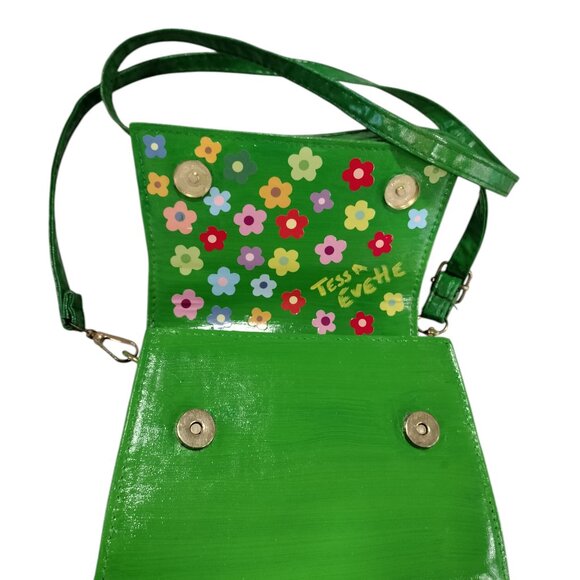 Fairy purse with flowery reveal tiny green handbag crossbody with handle 6x3x5 - Picture 3 of 14